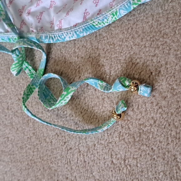 Lily Pulitzer Bikini Bottoms Size Large Sandi String Bottom Blue Green Print - Picture 9 of 13